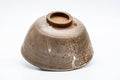 Tezumi — Japanese Matcha Bowl - Brown Matte-Glazed Hantsutsu-gata Chawan - 400ml — tipped to show the interior