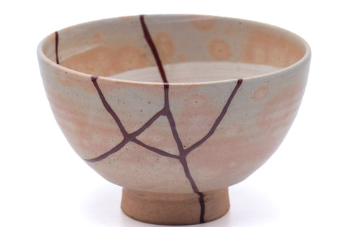 Japanese Matcha Bowl - 黒石窯 Kuroishi Kiln - Kintsugi Odaka-yaki Calligraphy Chawan - 450ml