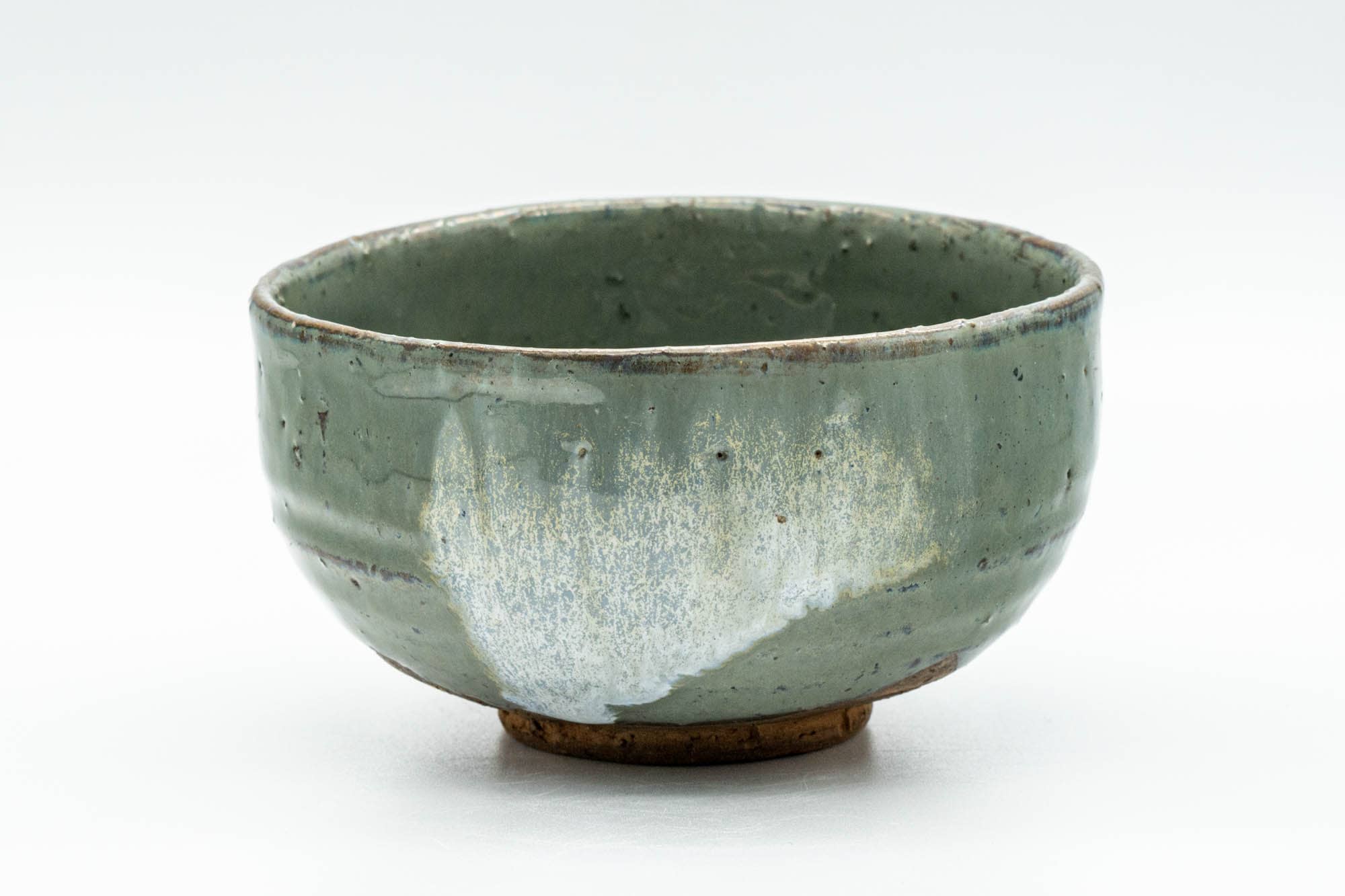 Japanese Matcha Bowl - Sage Green White Drip-Glazed Chawan - 250ml