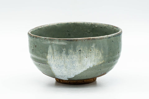 Japanese Matcha Bowl - Sage Green White Drip-Glazed Chawan - 250ml