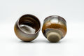 Tezumi — Japanese Teacups - Pair of Brown Drip-Glazed Yunomi - 100ml — front view