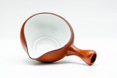 Japanese Yuzamashi - White Inner-Glazed Red Shudei Tokoname-yaki Water Cooler - 300ml - angled top view