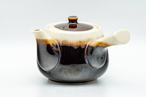 Japanese Kyusu - Brown Yellow Drip-Glazed Debeso Teapot - 275ml - Tezumi