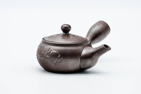Japanese Kyusu - Floral Engraved Banko-yaki Ceramic Teapot - 120ml