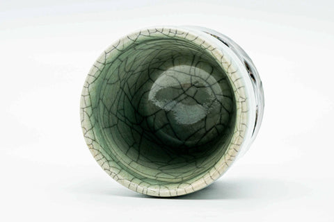 Overhead view into the cup, showing the crackle-glazed interior.