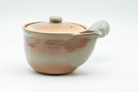 Tezumi — Japanese Kyusu - Beige Peach Glazed Hagi-yaki Do-ake Teapot - 320ml — top-down view of the lid