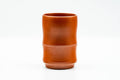 Japanese Teacup - Jinshu Itoh Bamboo-Shaped Red Shudei Tokoname-yaki Yunomi - 160ml - straight-on front view