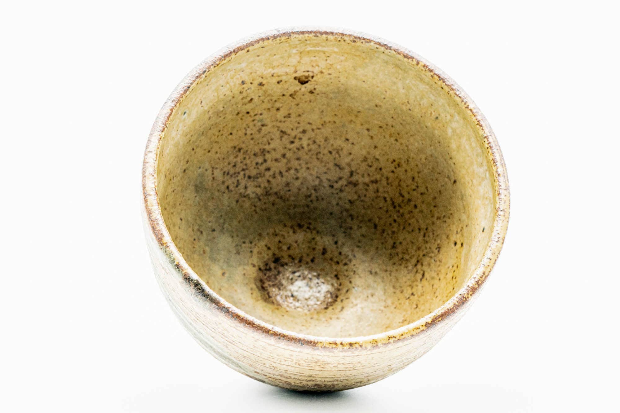 Japanese Matcha Bowl - Beige Glazed Spiraling Wan-nari Chawan - 200ml
