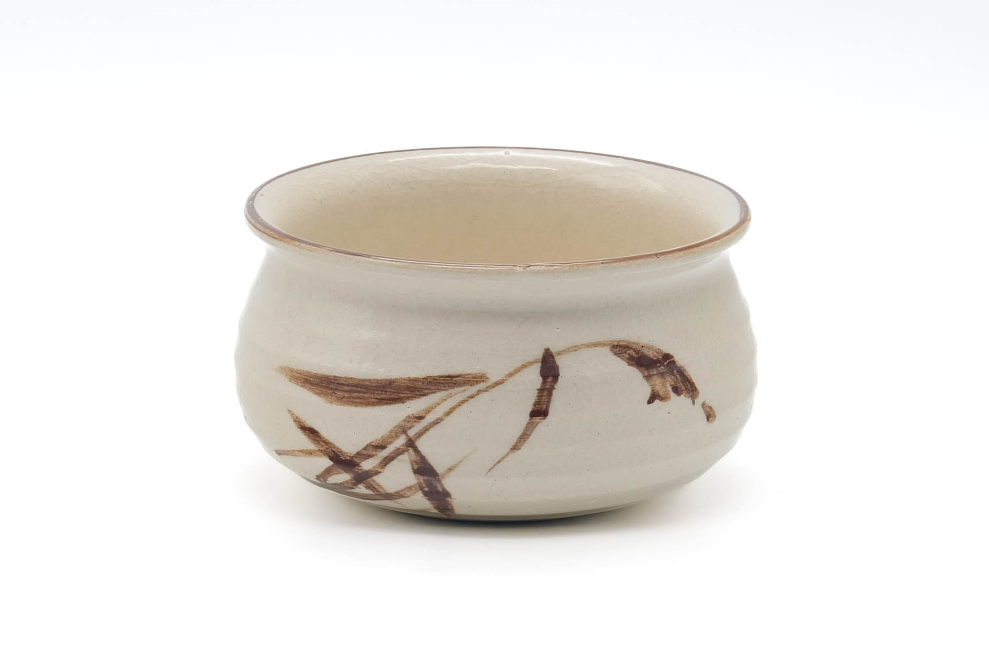 Japanese Kensui - Beige Glazed Long Grass Water Bowl - 600ml