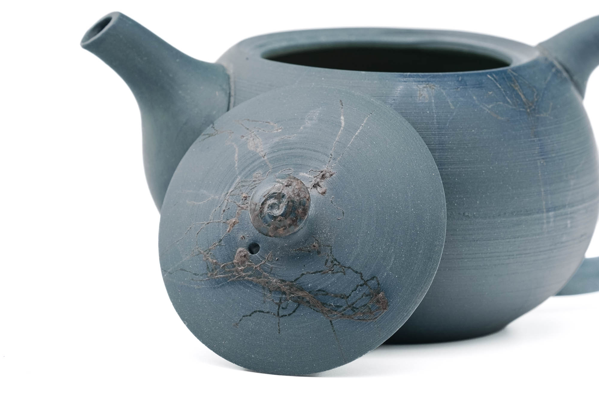 Japanese Kyusu - 原三窯 Genzou Kiln - Blue Mogake Tokoname-yaki Rear-Handled Teapot - 200ml