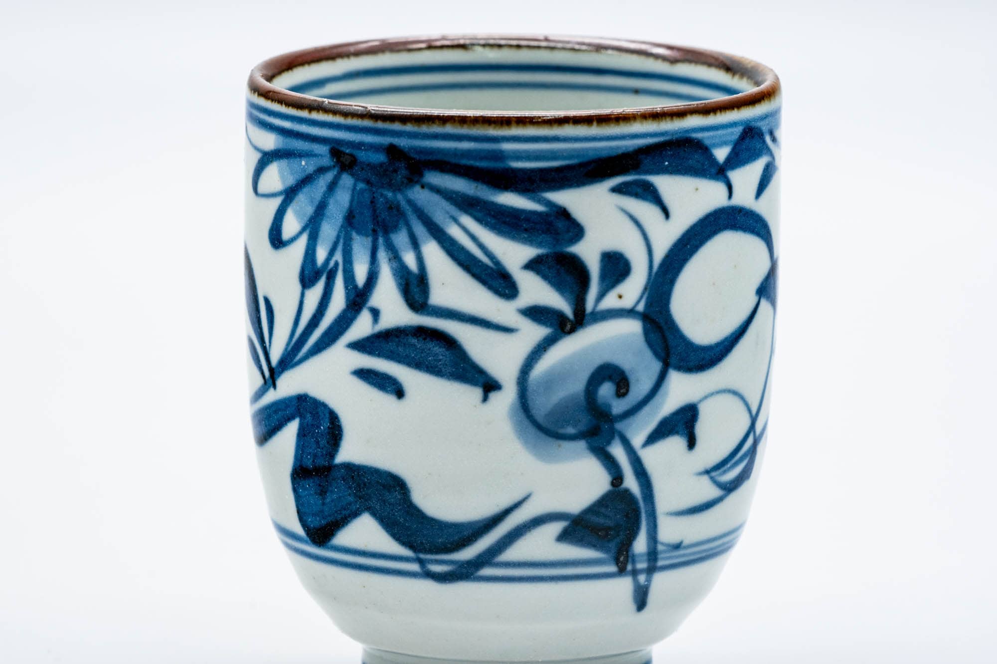 Japanese Teacup - Blue Floral Arita-yaki Porcelain Yunomi - 200ml