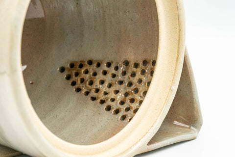 Japanese Tea Set - 玉祖窯 Tamaso Kiln - Beige Gohonte Hagi-yaki Kyusu Teapot with 6 Yunomi Teacups in Wooden Box