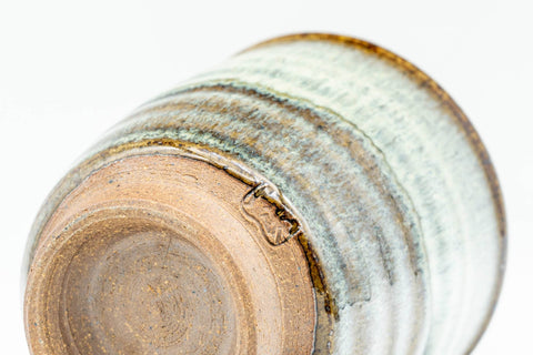 Japanese Teacups - Pair of Beige Hare's Fur Drip-Glazed Lidded Meoto Yunomi with Wooden Box