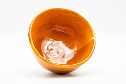 Japanese Matcha Bowl - Abstract Orange Glazed Chawan - 200ml