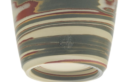 Japanese Teacup - Green Yellow Nerikomi Tokoname Lidded Yunomi - 120ml