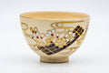 Tezumi — Japanese Matcha Bowl - Gold White Sakura Kyo-yaki Wan-nari Chawan - 250ml — front view from another angle