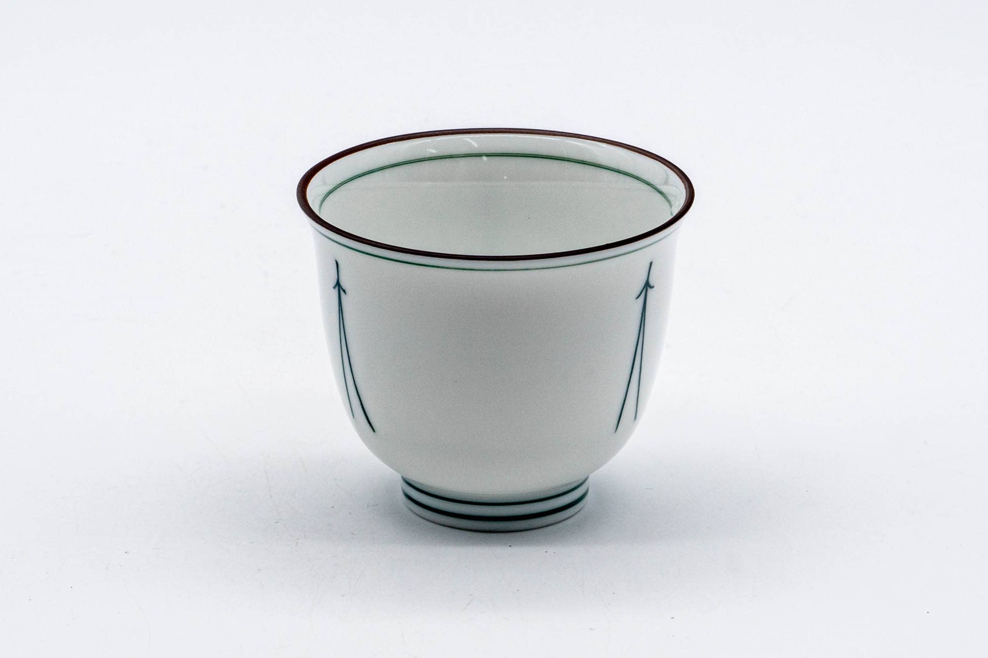 Japanese Teacup - White Porcelain Pine Needle Mino-yaki Yunomi - 100ml