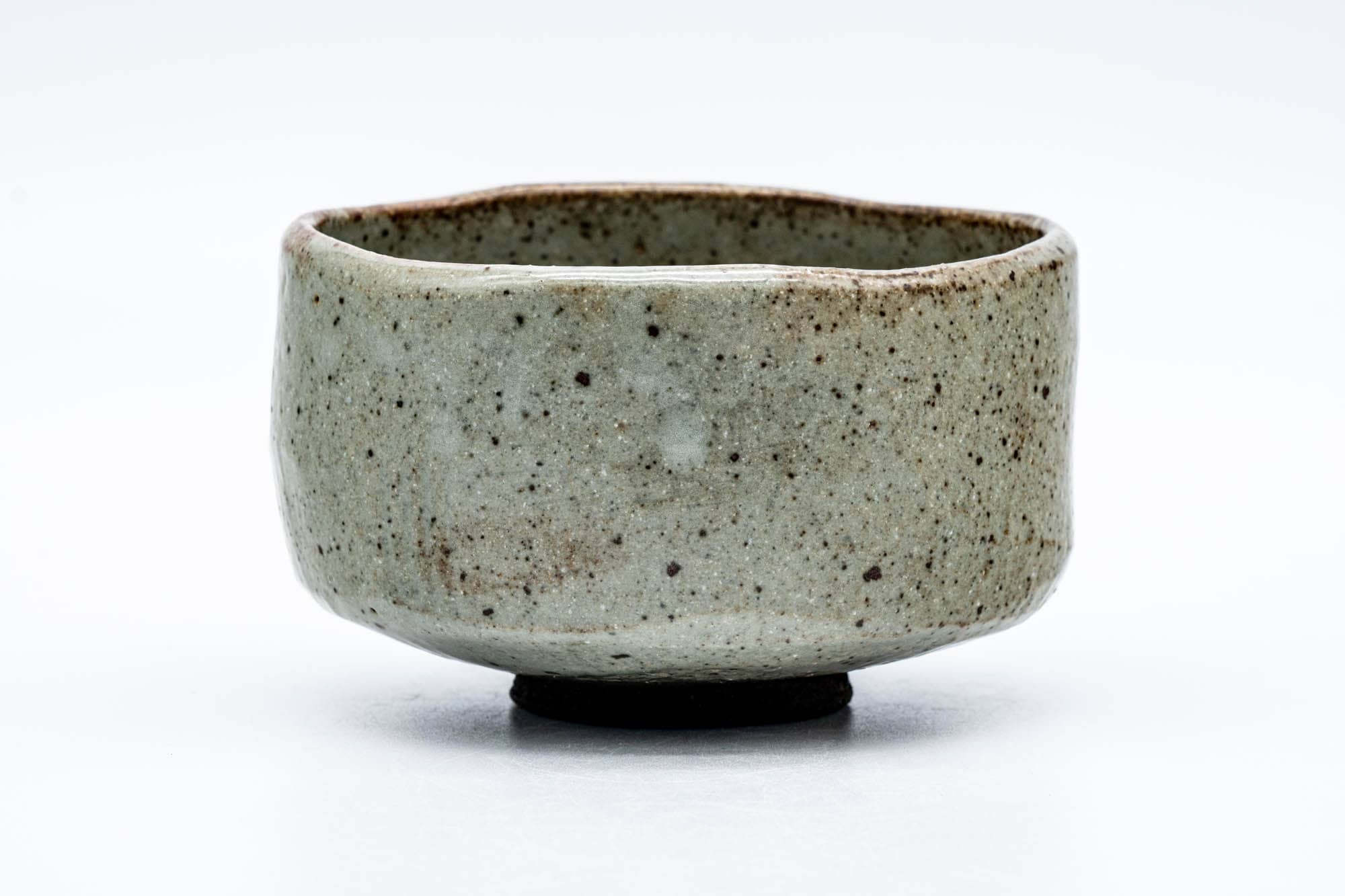 Japanese Matcha Bowl - Grey Speckled Floral Karatsu-yaki Chawan - 200ml