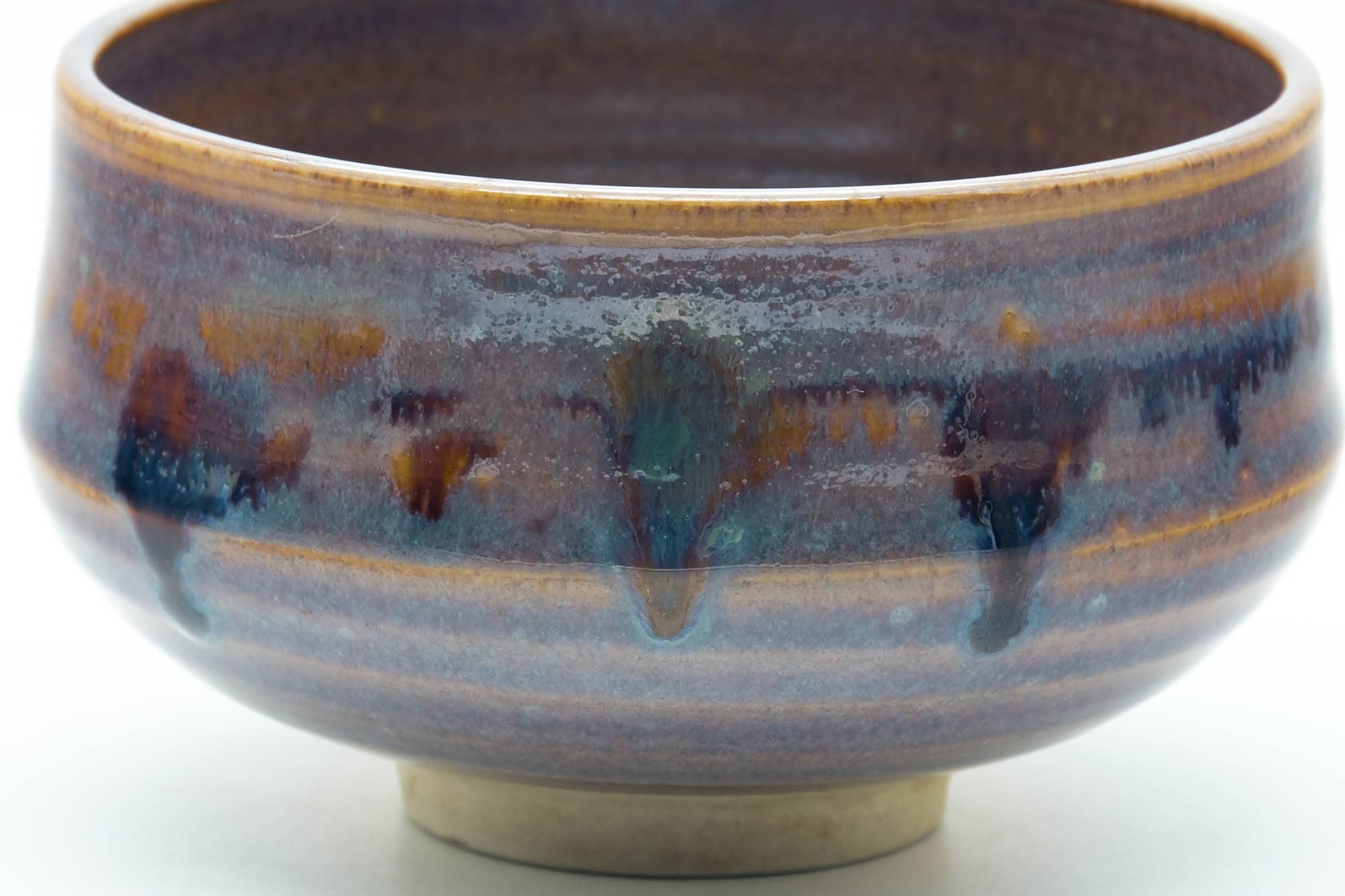 Japanese Matcha Bowl - Blue Purple Drip-Glazed Chawan - 300ml