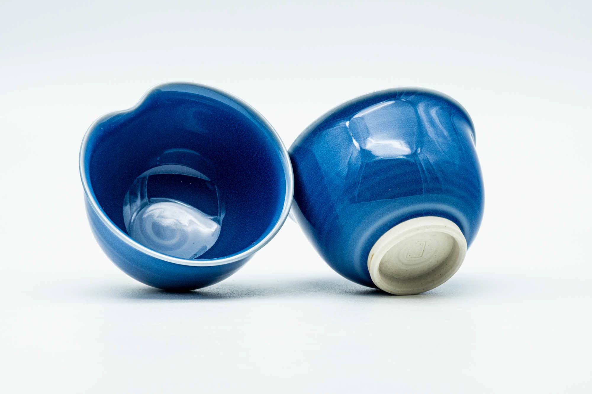 Japanese Teacups - Pair of Sapphire Blue Glazed Yunomi - 80ml