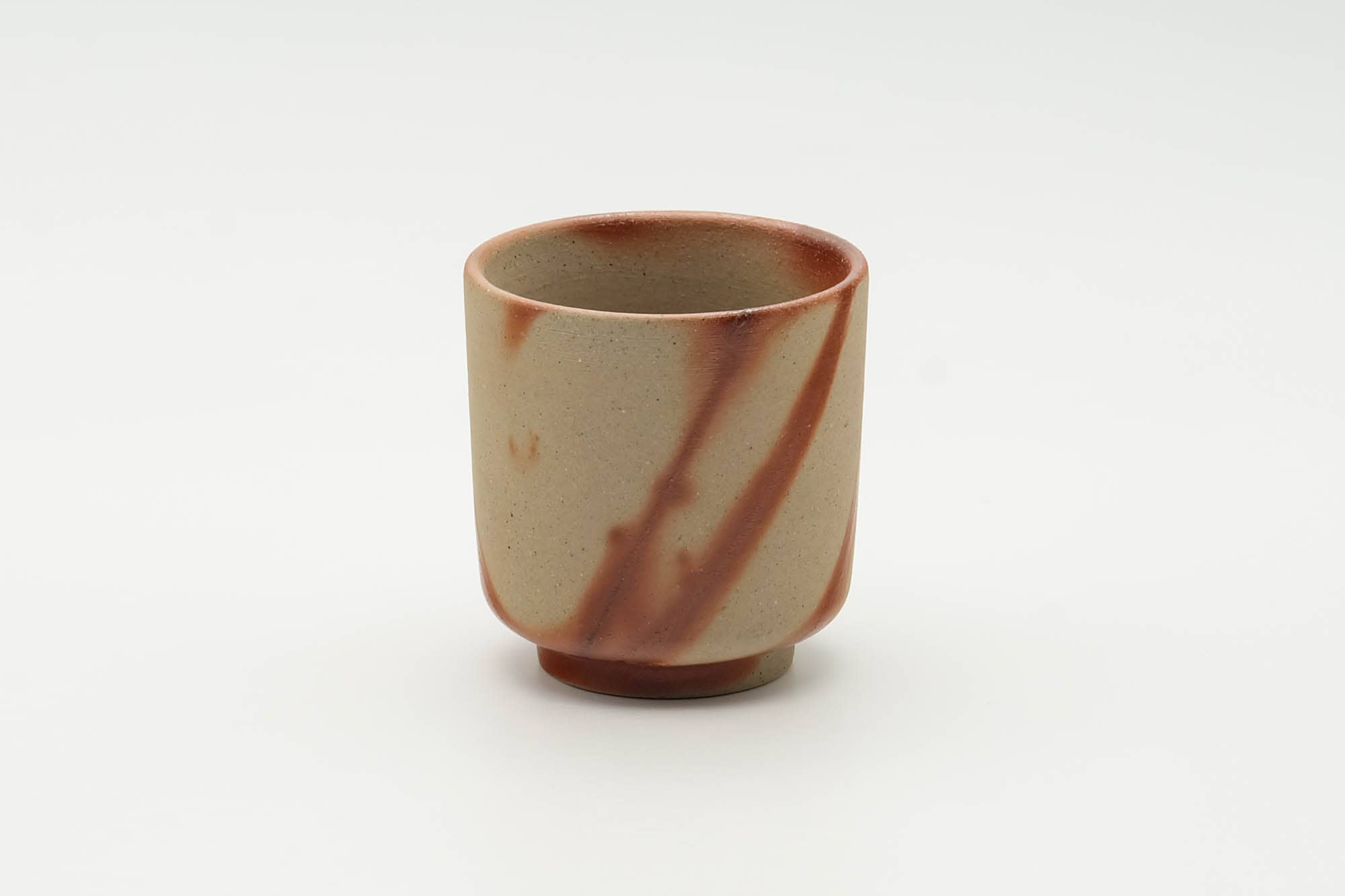 Japanese Teacup - Beige Orange Hidasuki Rice Straw Bizen-yaki Yunomi - 90ml
