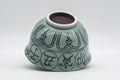 Tezumi — Japanese Matcha Bowl - 戌 Dog Zodiac - Vietnamese-style Annan Chawan - 300ml — tipped to show the interior