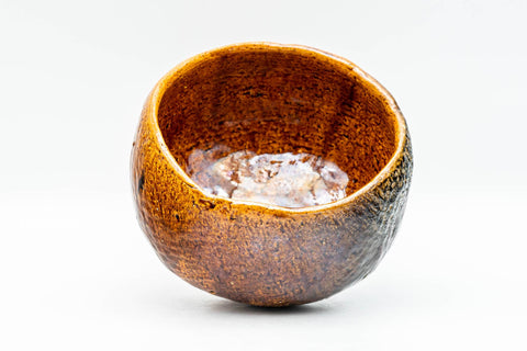 Japanese Matcha Bowl - 香野壮明 Kano Takeaki - Orange Candy Glazed Raku-gata Ohi-yaki Chawan with Wooden Box - 350ml - Tezumi