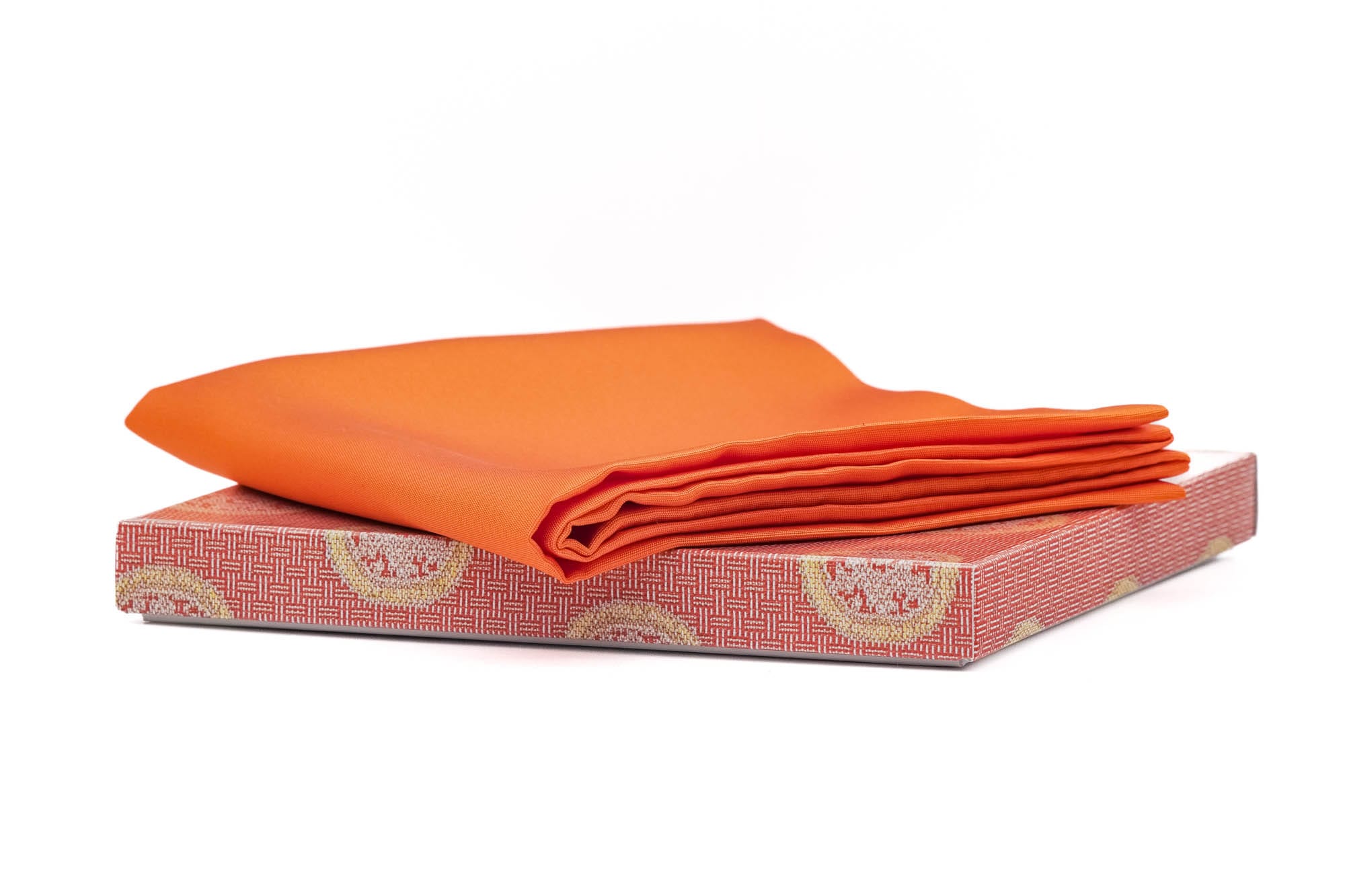 Japanese Fukusa - 7号 Vermillion Orange Silk Shioze Purifying Cloth