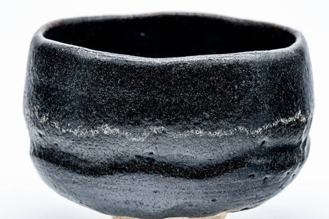 Japanese Matcha Bowl - Black Hand-Formed Undulating Raku-yaki Chawan - 300ml