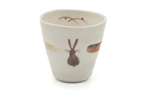 Japanese Tea Set - 4 Yunomi Teacups with Woven Bamboo Basket