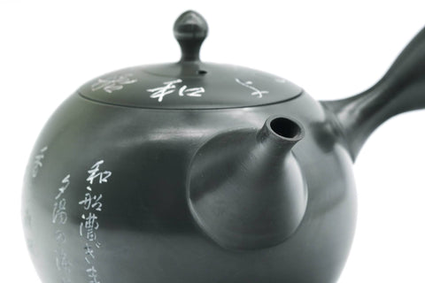 Japanese Kyusu - 石龍窯 Sekiryu Kiln - Calligraphy Engraved Ryokudei Tokoname-yaki Teapot - 340ml