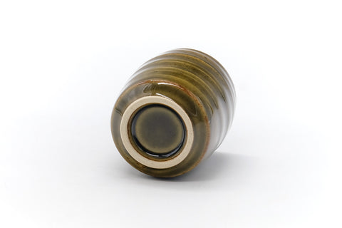 Tezumi — Japanese Teacup - Green Shino Glazed Mino Yunomi - 110ml — top-down view of the interior