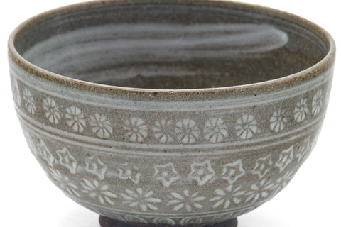 Japanese Matcha Bowl - Grey White Mishima Chawan - 400ml