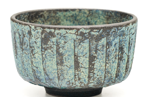 Faceted Blue-Green Kiyomizu-yaki Chawan
