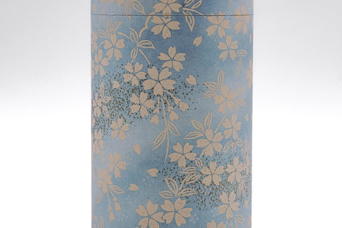Blue Beige Sakura Washi Tea Canister - 200g