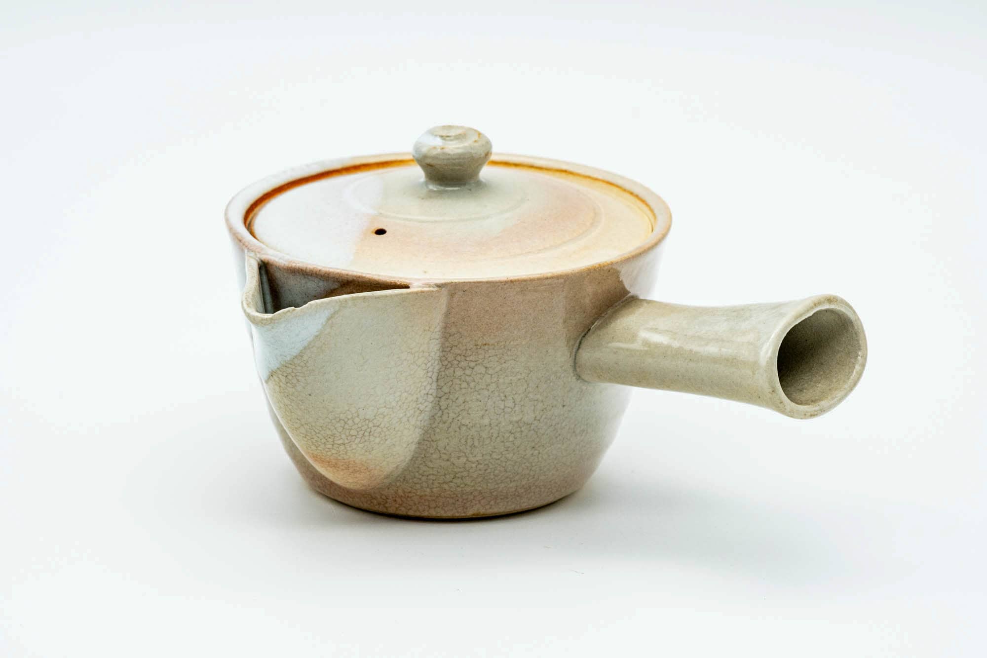 Japanese Kyusu - Beige White Glazed Hagi-yaki Do-ake Teapot - 220ml