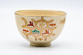 Tezumi — Japanese Matcha Bowl - Gold Geometric Origami Kyo-yaki Chawan - 250ml — front view