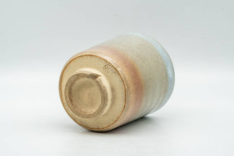 Tezumi — Japanese Teacup - Beige White Glazed Tsutsu-gata Hagi-yaki Yunomi - 140ml — top-down view of the interior