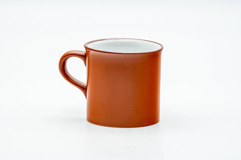 Japanese Teacup - White Inner-Glazed Red Shudei Tokoname-yaki Ushirode Yunomi with Chataku Tea Saucer - 100ml