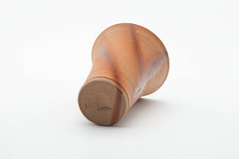 Tezumi — Japanese Teacup - Tall Orange Hidasuki Bizen-yaki Yunomi - 240ml — top-down view of the interior