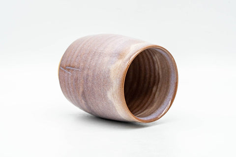 Tezumi — Japanese Teacup - Purple Drip-Glazed Hagi-yaki Yunomi - 140ml — three-quarter view