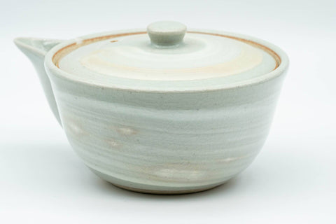 Japanese Houhin - Grey White Hakeme Ceramic Filter Handleless Teapot - 150ml - Tezumi