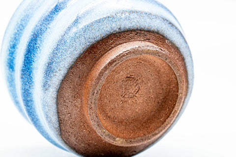 Japanese Teacup - Blue Shino Glazed Spiraling Guinomi - 60ml