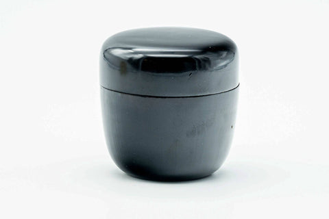 Japanese Ko-natsume - Black Urushi Lacquered 2-sun-sized Matcha Tea Caddy - 55ml