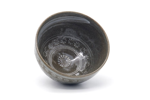 Japanese Matcha Bowl - Grey White Mishima Chawan - 400ml
