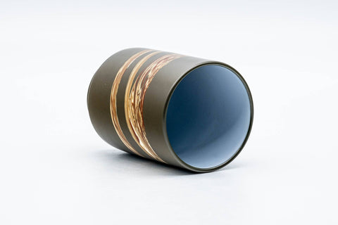 Japanese Teacup - Nerikomi Zigzag White Inner-Glazed Ryokudei Tokoname-yaki Yunomi - 160ml