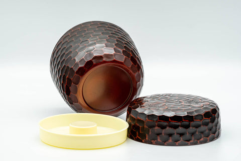 Japanese Chazutsu - Burgundy Plum Blossoms Plastic Tea Canister - 200ml - Tezumi