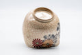Tezumi — Japanese Matcha Bowl - Pink Floral Square-shaped Chawan - 200ml — top-down view of the interior