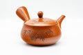 Tezumi — Japanese Kyusu - Bamboo Engraved Tokoname-yaki Mesh Teapot - 350ml — three-quarter view