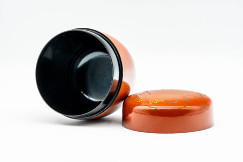 Japanese Natsume - Gold Floral Orange Lacquer Matcha Tea Canister - 100ml